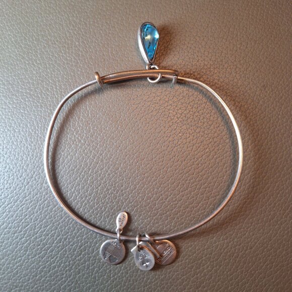 Alex And Ani Bangle Bracelet Blue Teardrop Tiny Charms - Picture 5 of 5